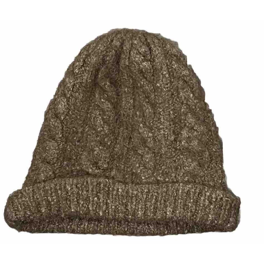 Boho Beanie Heather Brown Soft Cable Knit Winter‎ Hat Small Cottage Minimalist